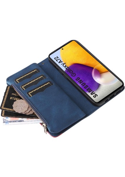 Kart Yuvası Standı Iki Renkli Dikiş ile Samsung Galaxy A72 Için Kılıf (Yurt Dışından) indirimleri