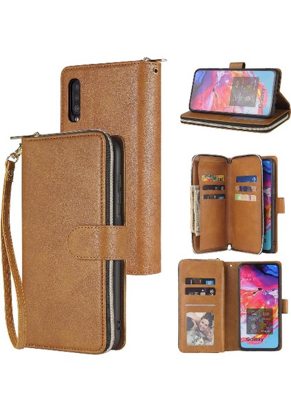 El Kayışı ile Samsung Galaxy A70 Için Kılıf Kapak Kapak Kart Tutucu Cüzdan (Yurt Dışından)