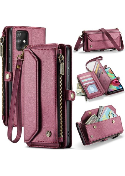 Samsung Galaxy A71 4g Için Crossbody Durumda Rfid Engelleme Durumda Cüzdan Cüzdan (Yurt Dışından)