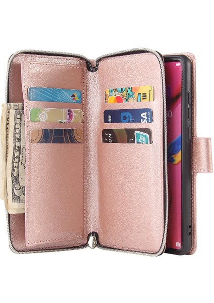 El Kayışı Flip ile 9 Kart Yuvaları ile Huawei P30 Cüzdan Kılıf Için Kılıf (Yurt Dışından) modelleri
