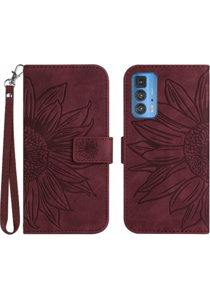 Motorola Kenar 20 Pro Için Kılıf Kart Yuvaları Tutucu ile Kısa Kayış Kabartmalı (Yurt Dışından)