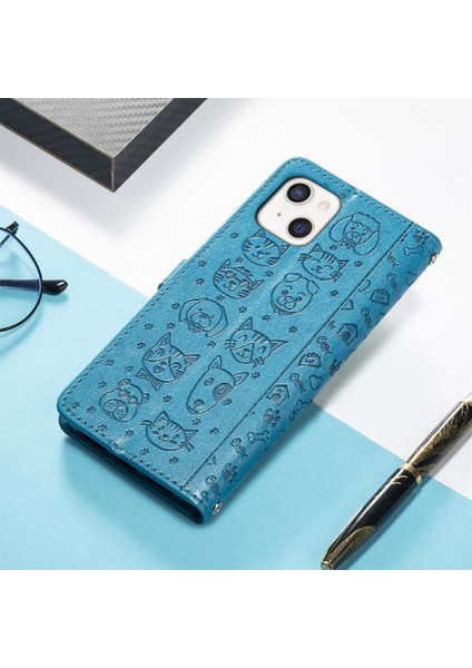 Iphone 13 Mini Deri Kılıf Kapak Kapak Darbeye Karikatür Kısa (Yurt Dışından)