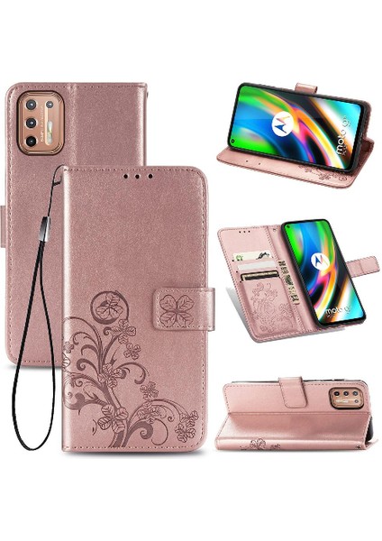 Motorola Moto G9 Artı Dört Yapraklı Yonca Flip Kapak Kılıf (Yurt Dışından)