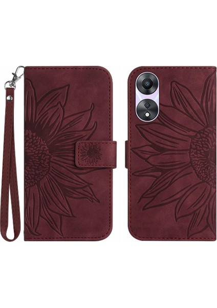 Kart Yuvaları Tutucu Kısa Kayış ile Oppo A78 4g Lüks Pu Deri Kılıf (Yurt Dışından)