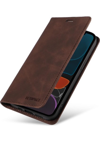 Iphone 12 Için Kılıf Mini Manyetik Koruyucu Pu Deri Folio Cüzdan (Yurt Dışından)