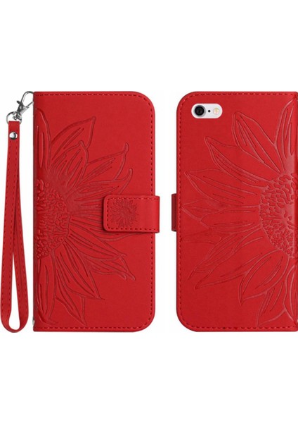Iphone 6 Için Kılıf Artı/6s Artı Flip Cüzdan Telefon Kılıfı Kabartmalı Ayçiçeği (Yurt Dışından)