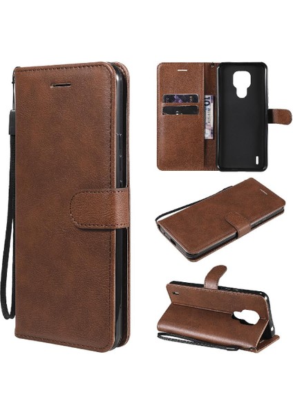 Motorola Moto E7 Klasik Düz Renk Için Flip Case Kart Yuvası ile Yüksek (Yurt Dışından)