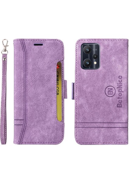 Realme 9 Pro Tpu Deri Manyetik Kart Yuvaları Için Kılıf Cüzdan Kapak Çevirin (Yurt Dışından)