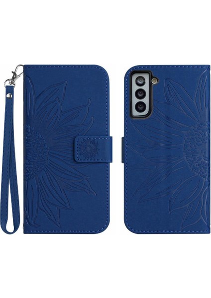 Kart Yuvaları Tutucu Kısa Kayış Kabartmalı Pu ile Samsung Galaxy S21 Için Kılıf (Yurt Dışından)