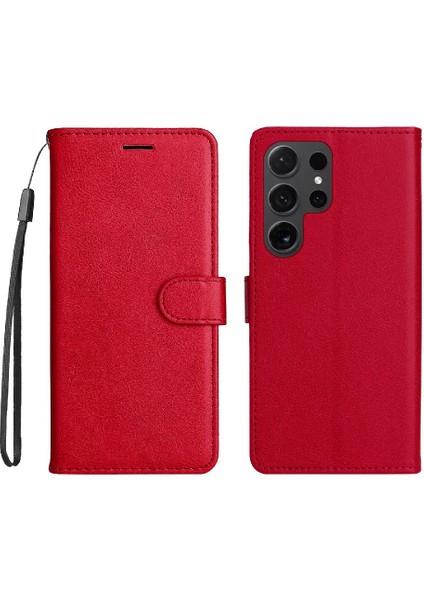 Kart Yuvası Klasik Düz Renk ile Samsung Galaxy S24 Ultra Için Flip Case (Yurt Dışından) indirimleri