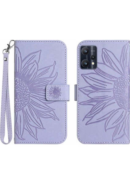 Kart Yuvaları ile Realme 9 4g Için Kılıf Tutucu Flip Cüzdan Telefon Kılıfı Lüks (Yurt Dışından)