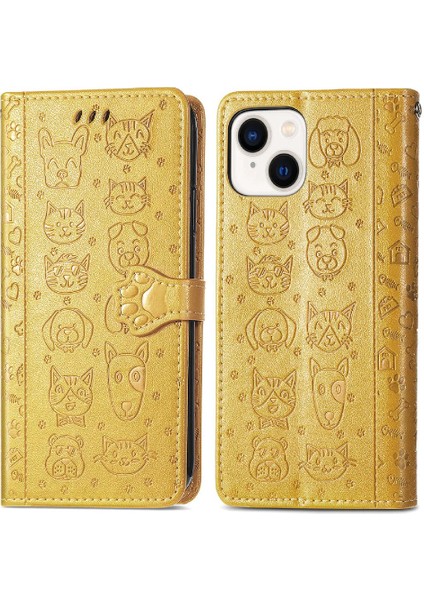 Iphone 14 Için Kılıf Artı Darbeye Karikatür Hayvanlar Deri Kılıf Flip (Yurt Dışından)