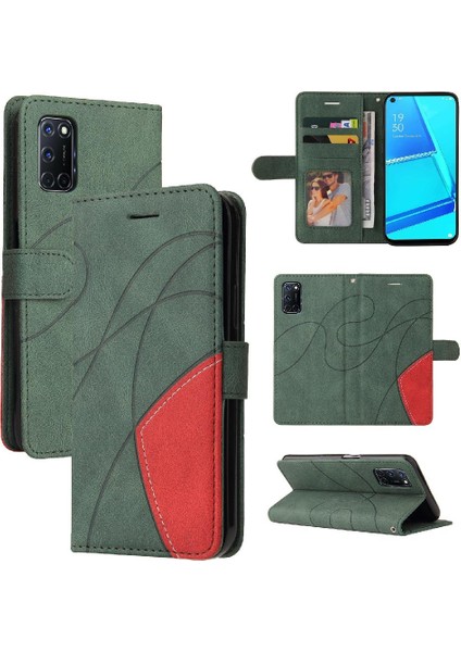 Oppo A92/A72/A52 Kart Yuvası Standı Iki Renkli Dikiş Pu (Yurt Dışından)