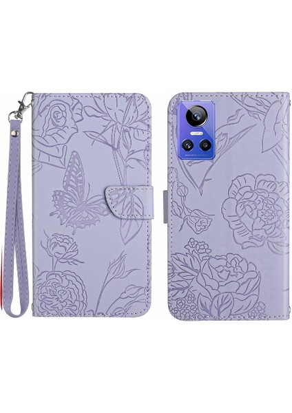 Realme Gt Neo 3 Için Kılıf Darbeye Deri Kılıf Pu Deri Kapak Çevirin (Yurt Dışından)