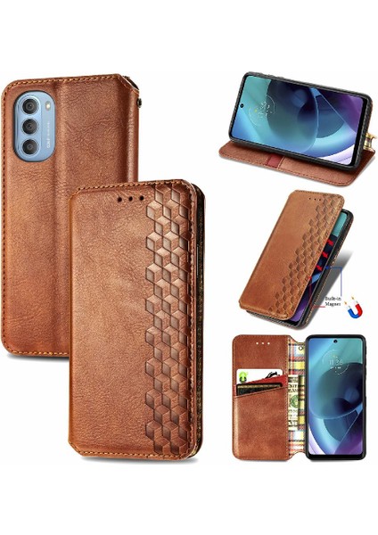 Motorola Moto G51 Moda Tasarım Cüzdan Fonksiyonu Için Kılıf Kapak Kılıfı (Yurt Dışından)