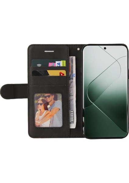 Xiaomi 14 Pro Için Kickstand Koruyucu Kart Yuvası Standı ile Pu Flip (Yurt Dışından) modelleri