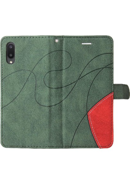 Samsung Galaxy A02/M02 Iki Renkli Dikiş Kickstand Koruyucu Kılıf (Yurt Dışından)