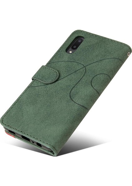 Samsung Galaxy A02/M02 Iki Renkli Dikiş Kickstand Koruyucu Kılıf (Yurt Dışından)