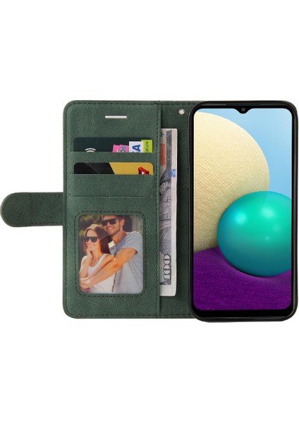 Samsung Galaxy A02/M02 Iki Renkli Dikiş Kickstand Koruyucu Kılıf (Yurt Dışından)