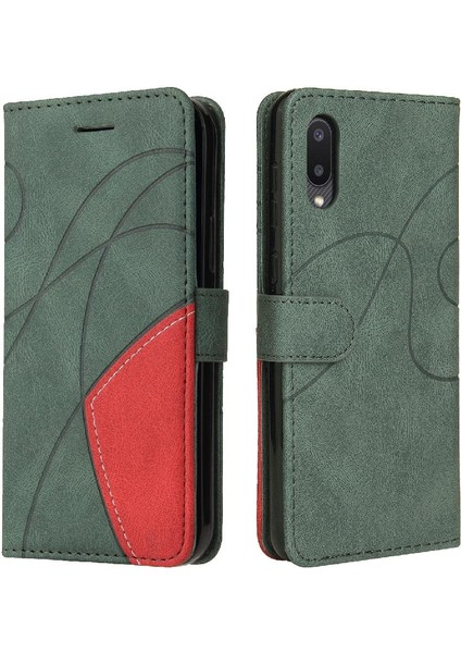 Samsung Galaxy A02/M02 Iki Renkli Dikiş Kickstand Koruyucu Kılıf (Yurt Dışından)