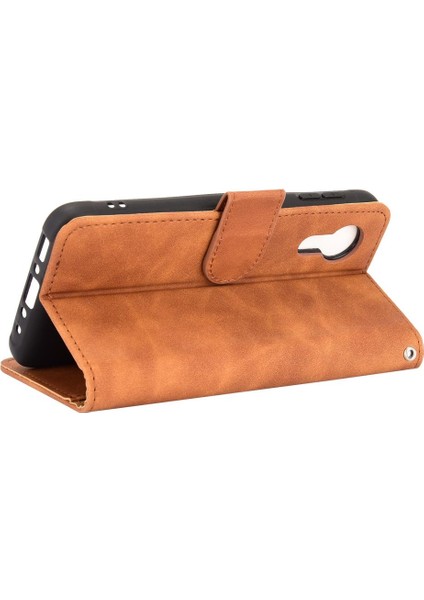 Kart Tutucu Kickstand Kart Deri ile Samsung Galaxy Xcover 5 Için Kılıf (Yurt Dışından) modelleri