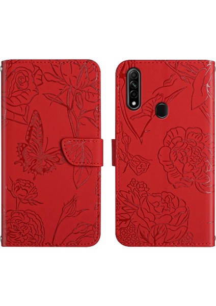 Oppo 2020 2020/A8 Anti-Damla Koruma Çiçekler ve Kelebekler Pu Için Kılıf (Yurt Dışından)
