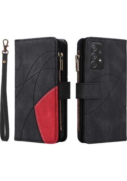 Kart Yuvası Standı Iki Renkli Dikiş ile Samsung Galaxy A72 Için Kılıf (Yurt Dışından)