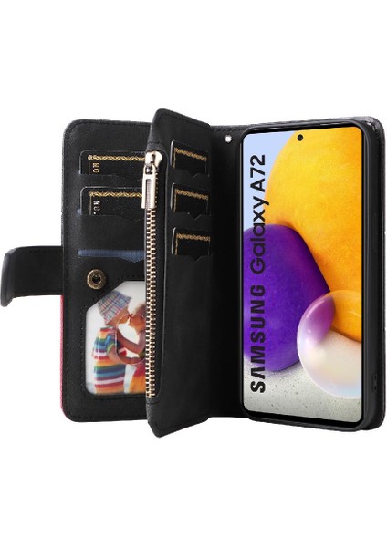 Kart Yuvası Standı Iki Renkli Dikiş ile Samsung Galaxy A72 Için Kılıf (Yurt Dışından) fırsatları