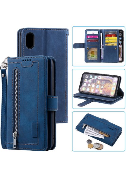 Iphone x Için Flip Case/xs Pu Deri Kordon 9 Kart Yuvaları Kickstand (Yurt Dışından)