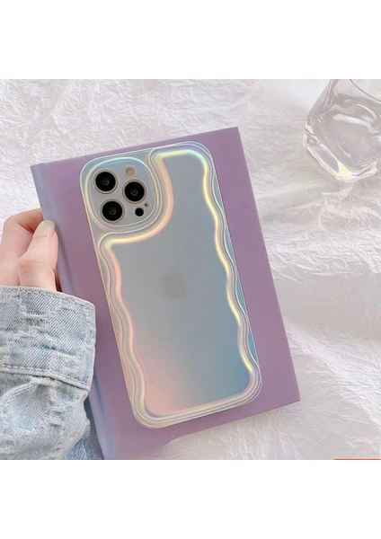 Paladyum Case iPhone 14 Promax Uyumlu Zigzaglı Dalgalı Hologram Puf Kılıf