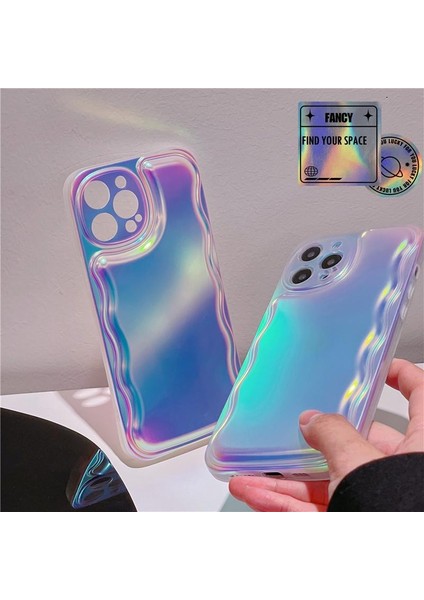 Paladyum Case iPhone 14 Promax Uyumlu Zigzaglı Dalgalı Hologram Puf Kılıf