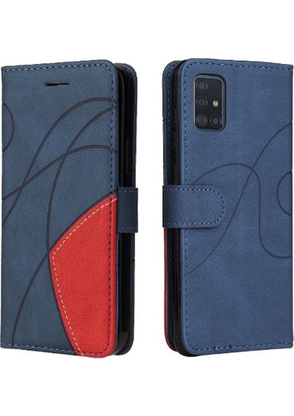 Samsung Galaxy A51 5g Iki Renkli Dikiş Kickstand Koruyucu Pu (Yurt Dışından)