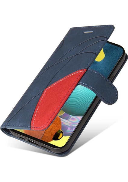 Samsung Galaxy A51 5g Iki Renkli Dikiş Kickstand Koruyucu Pu (Yurt Dışından)