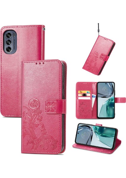 Motorola Moto G62 Dört Yapraklı Yonca Kısa Kayış Zarif Iş Için Kılıf (Yurt Dışından)