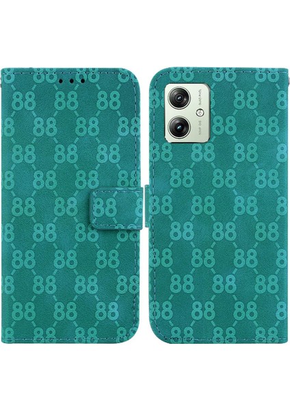 Motorola Moto G54 5g Için Telefon Kılıfı Pu Deri Kickstand Çift 8 Kabartmalı (Yurt Dışından)