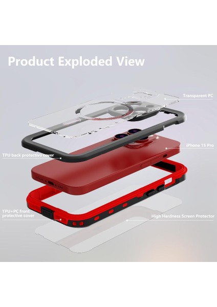 Iphone 15 Için Kılıf Pro IP68 Su Geçirmez Tam Su Geçirmez Dahili 12FT Askeri (Yurt Dışından)