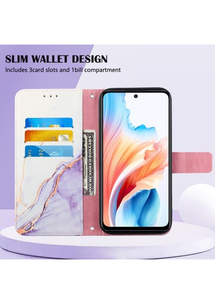 Oppo A79 5g Mermer Desen Cüzdan Kickstand Pu Deri Için Kılıf (Yurt Dışından)