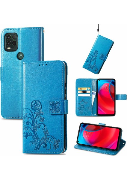 Motorola Moto G Stylus 5g Için Kılıf Kısa Kayış Deri Kılıf Dört Yaprak Flip (Yurt Dışından)