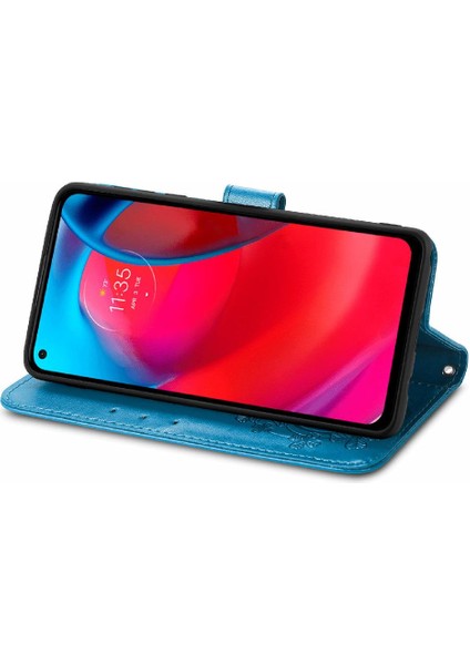 Motorola Moto G Stylus 5g Için Kılıf Kısa Kayış Deri Kılıf Dört Yaprak Flip (Yurt Dışından)