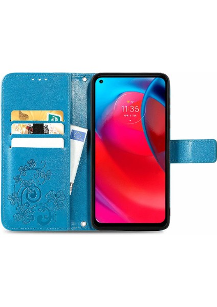 Motorola Moto G Stylus 5g Için Kılıf Kısa Kayış Deri Kılıf Dört Yaprak Flip (Yurt Dışından)