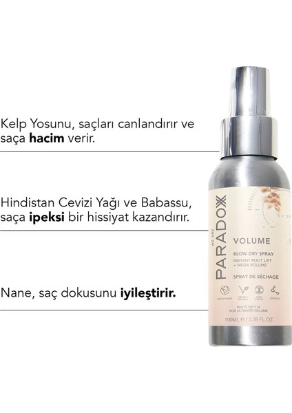 Volume Blow Dry Spray Hacim Veren Vegan Saç Spreyi 100 ml