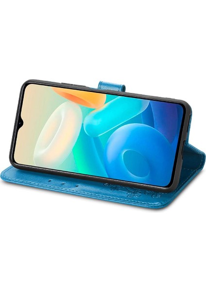 Vivo Y77 5g Için Kılıf Deri Kılıf Kapak Çevirin Zarif Iş Dört Yaprak (Yurt Dışından)