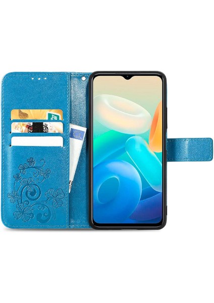 Vivo Y77 5g Için Kılıf Deri Kılıf Kapak Çevirin Zarif Iş Dört Yaprak (Yurt Dışından)
