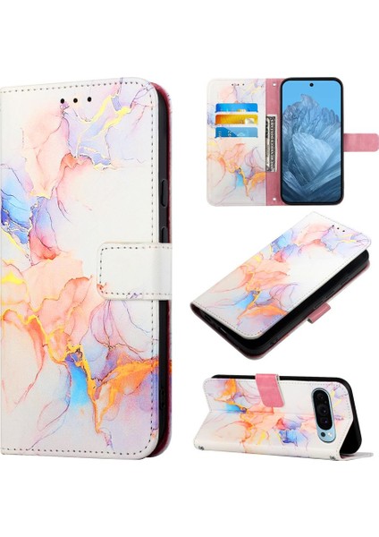 Google Piksel 9 Mermer Desen Kickstand Cüzdan Pu Deri Için Kılıf (Yurt Dışından) fırsatları