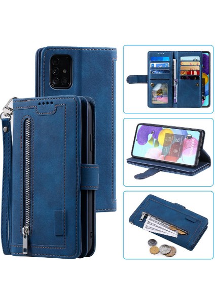 Samsung Galaxy A51 5g Kickstand 9 Kart Yuvaları Pu Deri Için Flip Case (Yurt Dışından)