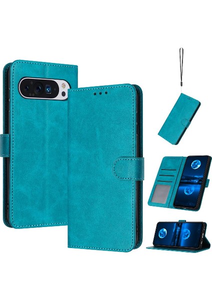 Toka Saf Renk Pu Deri ile Google Piksel 9 Pro Için Flip Case (Yurt Dışından)
