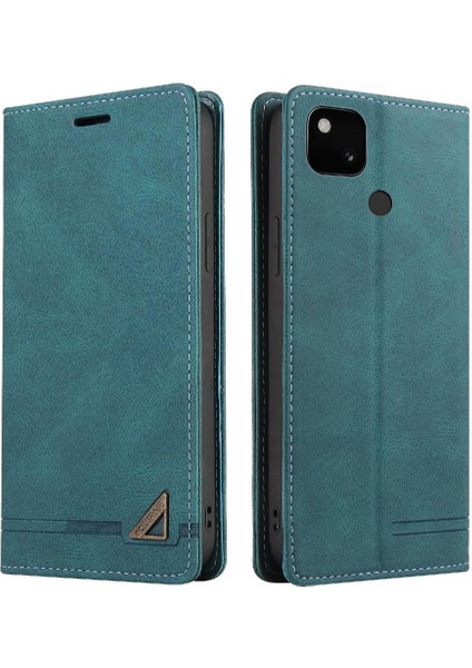 Google Pixel 5 Kickstand Iki Kart Yuvaları Premium Deri Premium Için Kılıf (Yurt Dışından)