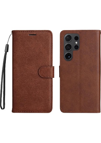 Kart Yuvası Klasik Düz Renk ile Samsung Galaxy S24 Ultra Için Flip Case (Yurt Dışından) fırsatları