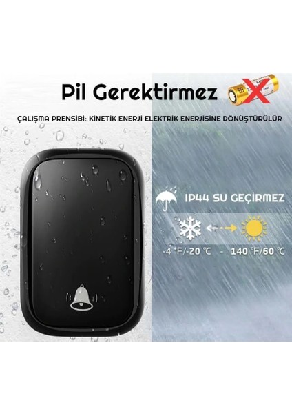 Su Geçirmez Kablosuz Pil Gerektirmeyen Kapı Zili fiyatları