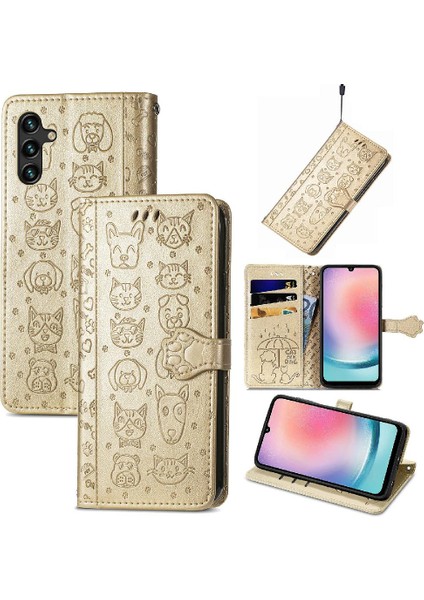 Samsung Galaxy A24 4g Için Kılıf Kısa Kayış Deri Kılıf Karikatür Hayvanlar (Yurt Dışından) fiyatları